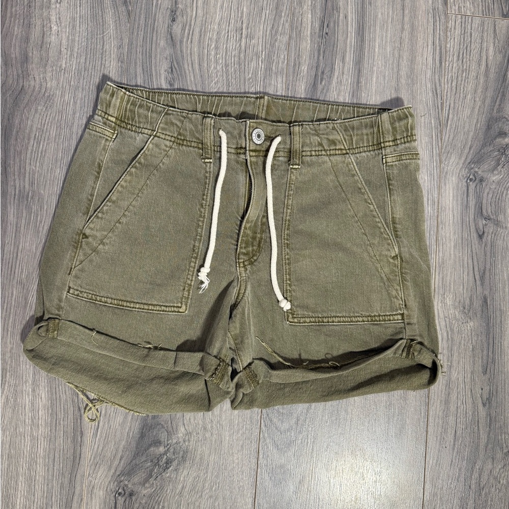American Eagle Shorts Womens‎ Size 4 Green Stretch Cuffed High Waist Drawstring